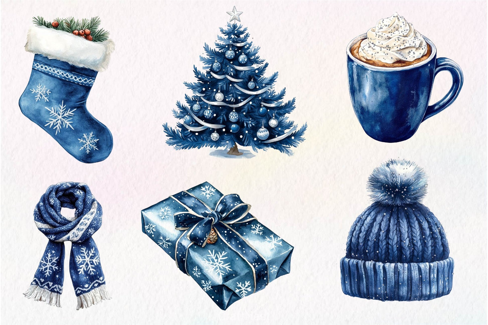 Navy Blue Winter Christmas Clipart Bundle - CraftNest - Digital Crafting and Art