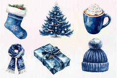 Navy Blue Winter Christmas Clipart Bundle - CraftNest - Digital Crafting and Art