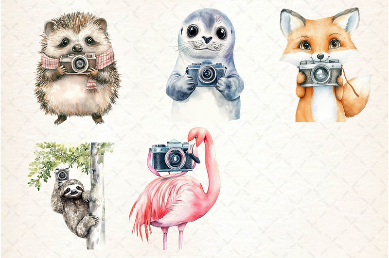 Cute Animals Photographer Clipart Bundle 2 - CraftNest - Digital Crafting and Art
