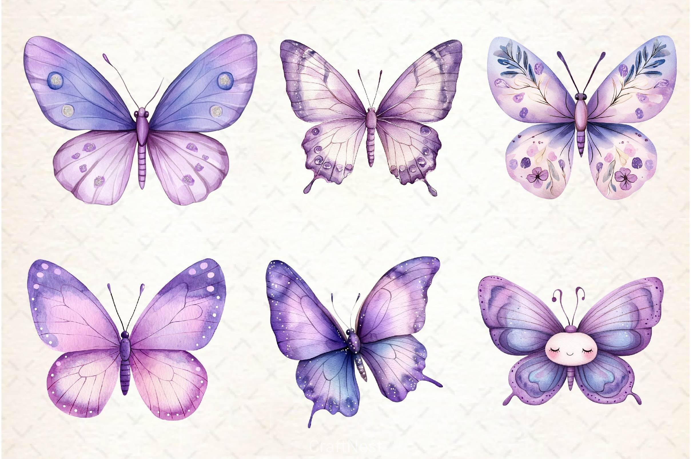 Pastel Purple Butterflies Clipart Bundle - CraftNest - Digital Crafting and Art