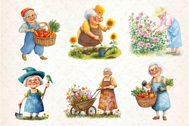 Gardening Grandma Clipart Bundle 3 - CraftNest - Digital Crafting and Art