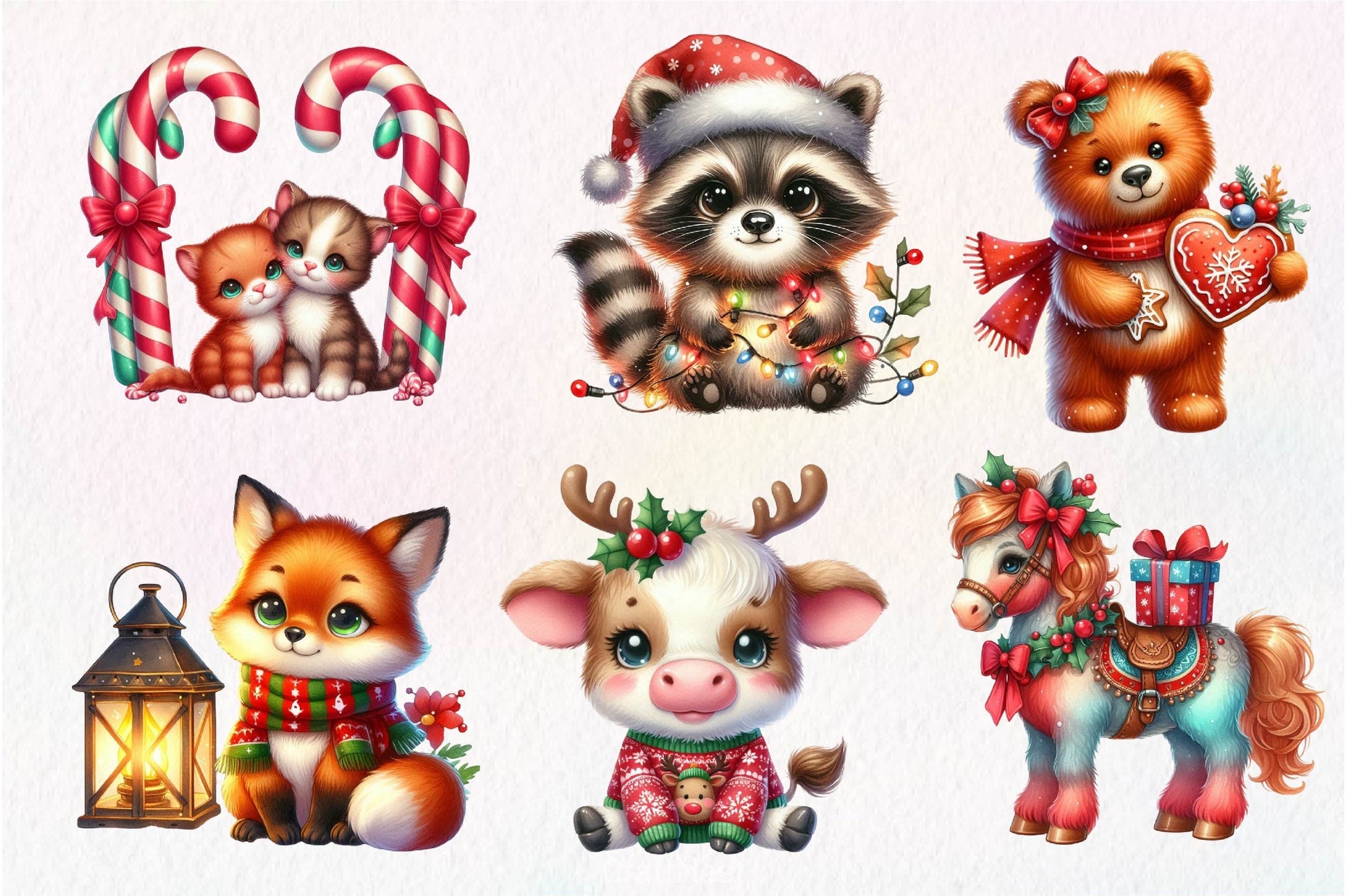 Christmas Cute Animals Clipart Bundle - CraftNest - Digital Crafting and Art