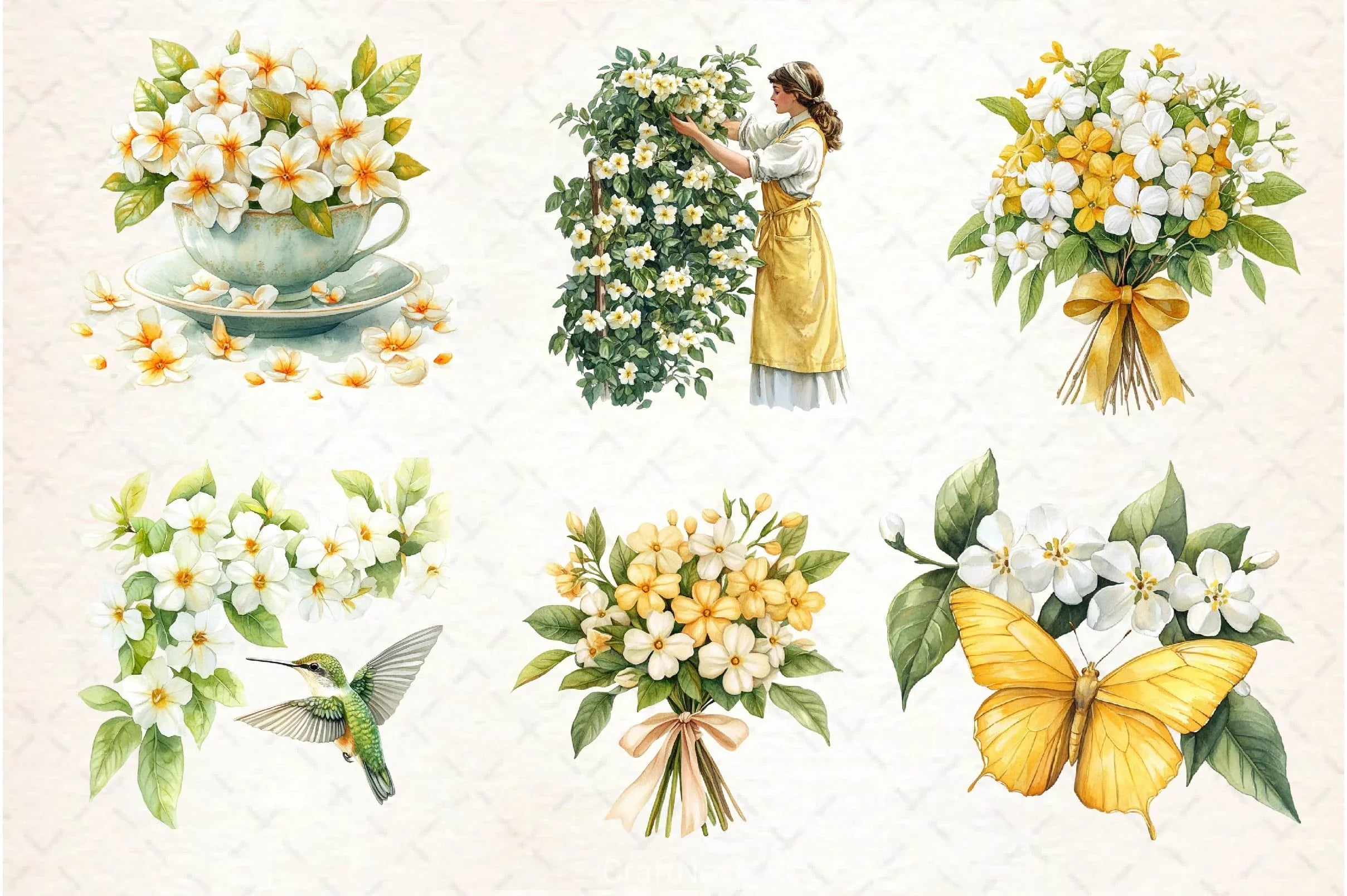 Spring Jasmine Flower Clipart Bundle - CraftNest - Digital Crafting and Art