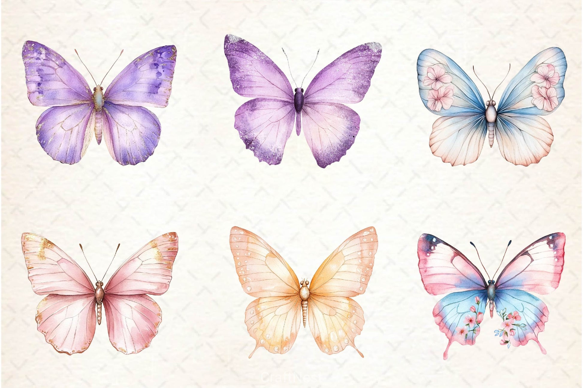Soft Girly Butterfly Clipart Bundle - CraftNest - Digital Crafting and Art