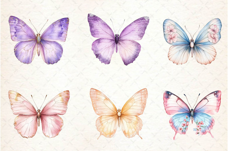 Soft Girly Butterfly Clipart Bundle - CraftNest - Digital Crafting and Art