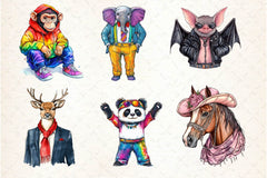 Funky Dressed Up Animals Clipart Bundle 2 - CraftNest - Digital Crafting and Art