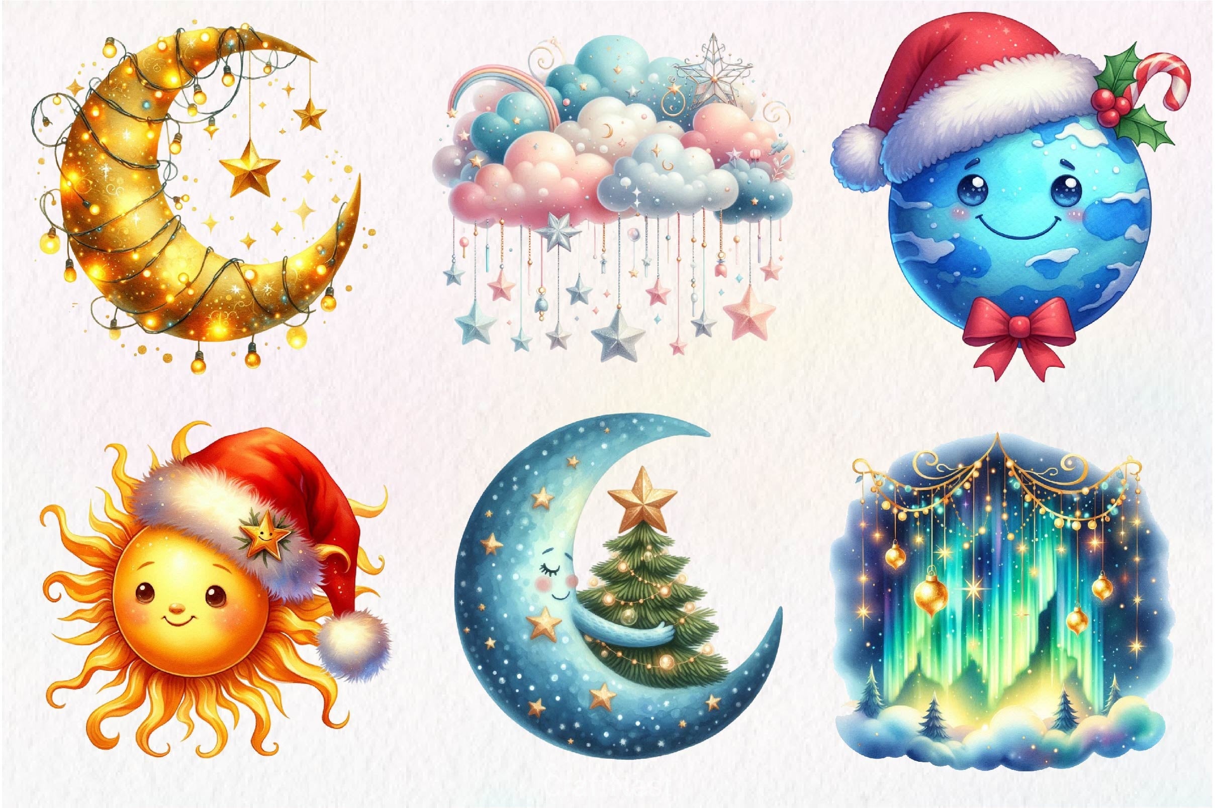 Celestial Christmas Clipart Bundle 2 - CraftNest - Digital Crafting and Art