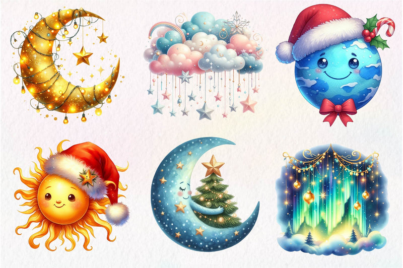 Celestial Christmas Clipart Bundle 2 - CraftNest - Digital Crafting and Art