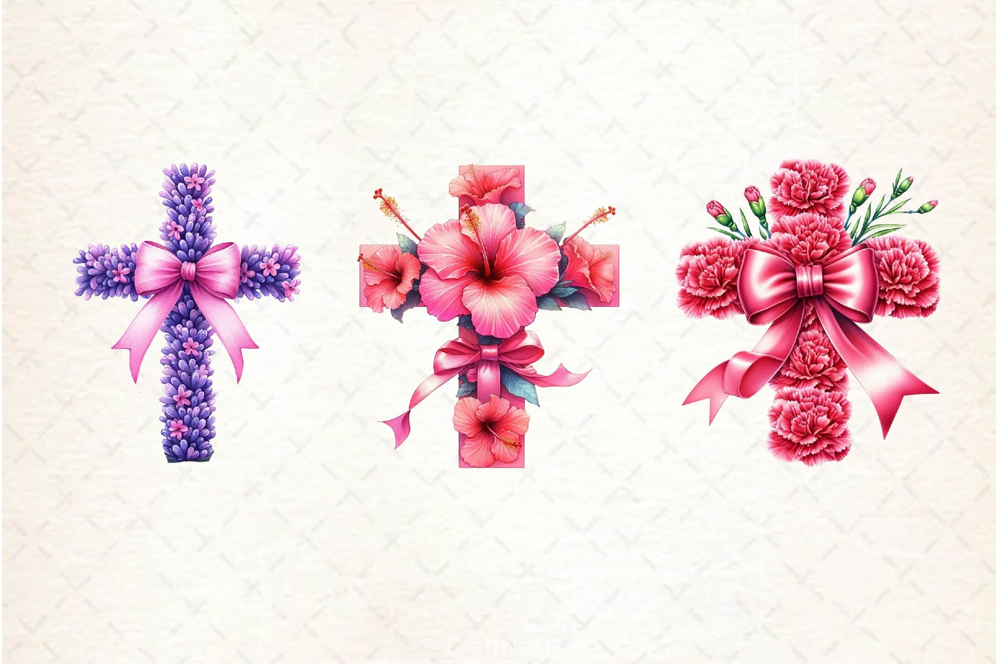 Spring Floral Cross Coquette Bow Clipart Bundle 2 - CraftNest - Digital Crafting and Art