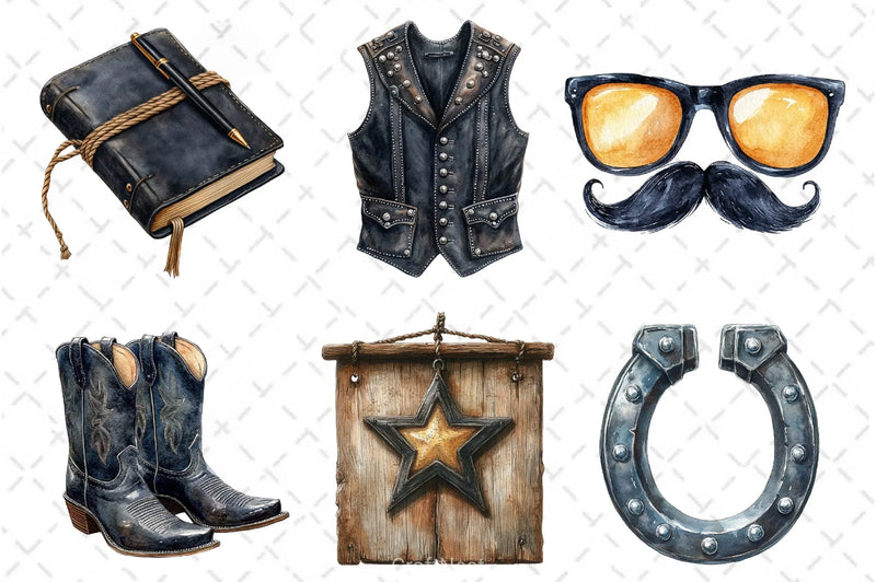 Retro Cowboy Dad Clipart Bundle - CraftNest - Digital Crafting and Art