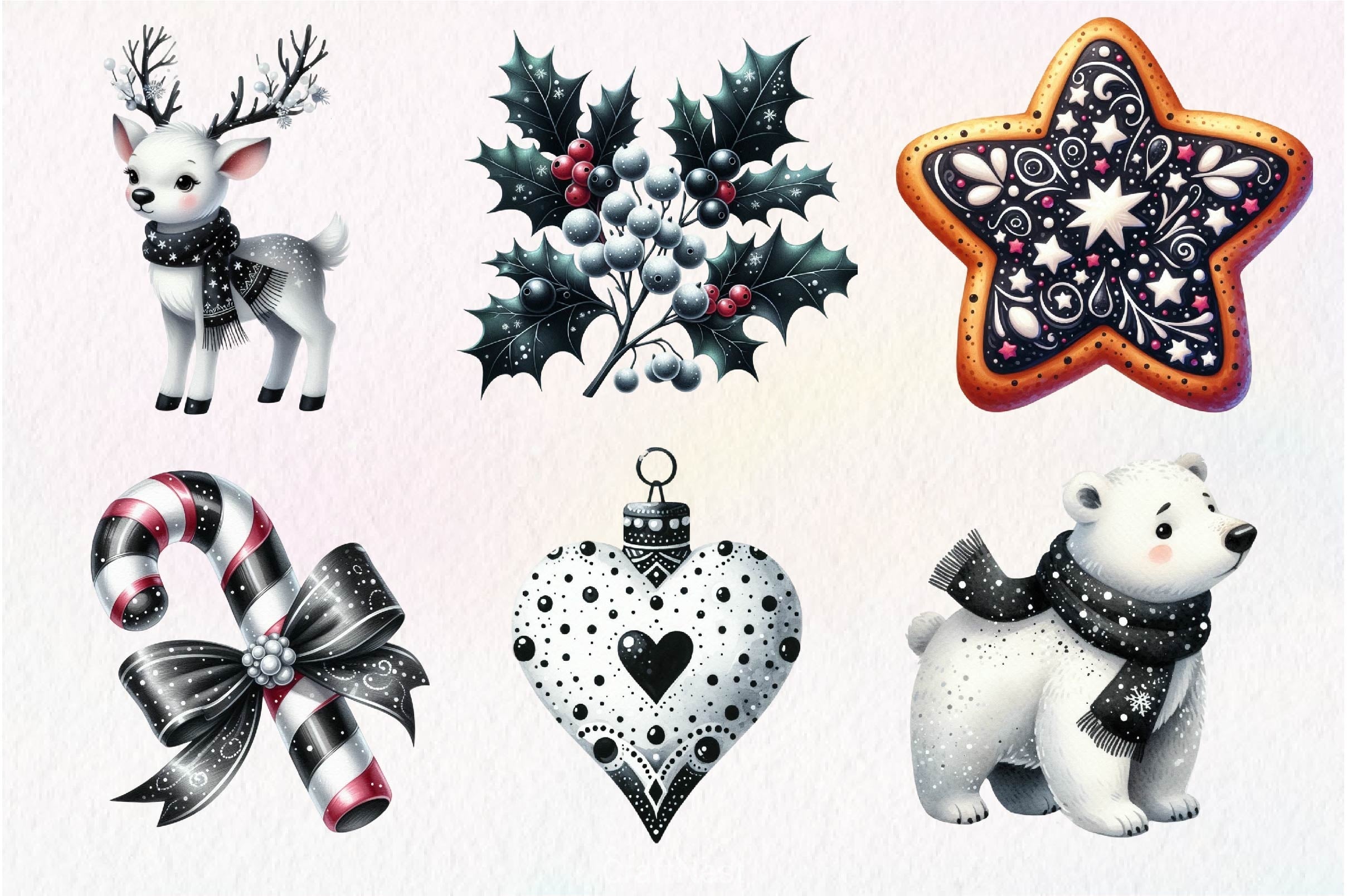Black And White Christmas Clipart Bundle 2 - CraftNest - Digital Crafting and Art