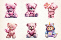 Pink Cute Blush Teddy Bear Clipart Bundle 4 - CraftNest - Digital Crafting and Art