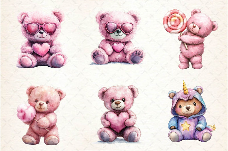 Pink Cute Blush Teddy Bear Clipart Bundle 4 - CraftNest - Digital Crafting and Art