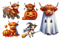 Cute Halloween Highland Cow Clipart Bundle 3 - CraftNest - Digital Crafting and Art