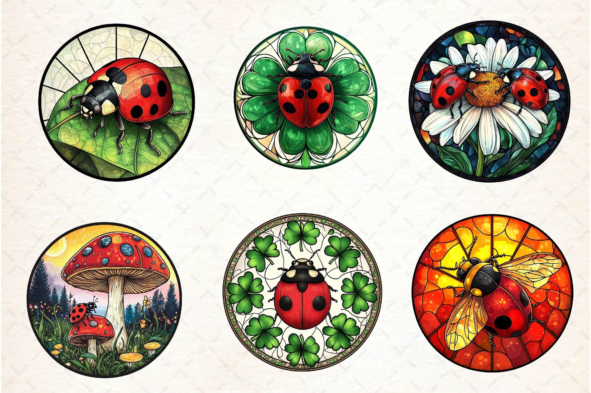 Ladybug Stained Glass Clipart Bundle - CraftNest - Digital Crafting and Art