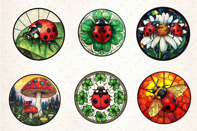 Ladybug Stained Glass Clipart Bundle - CraftNest - Digital Crafting and Art