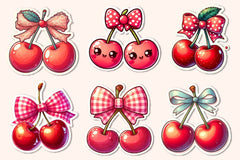Kawaii Cherry With Bow Clipart Bundle - CraftNest - Digital Crafting and Art