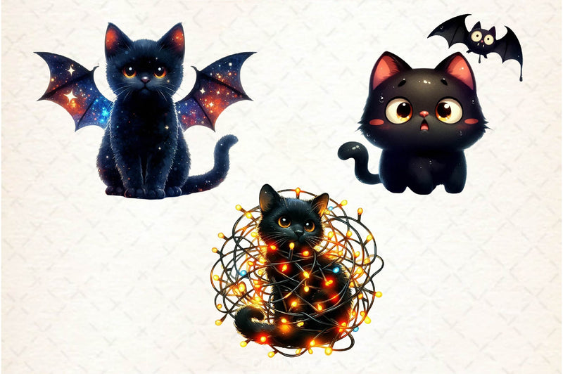 Halloween Black Cat Clipart Bundle 6 - CraftNest - Digital Crafting and Art