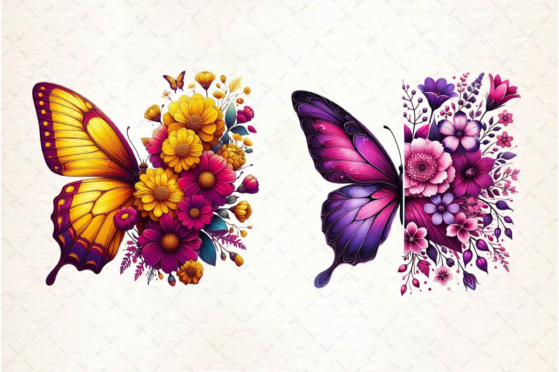 Butterfly Flowers Clipart Bundle 27 - CraftNest - Digital Crafting and Art