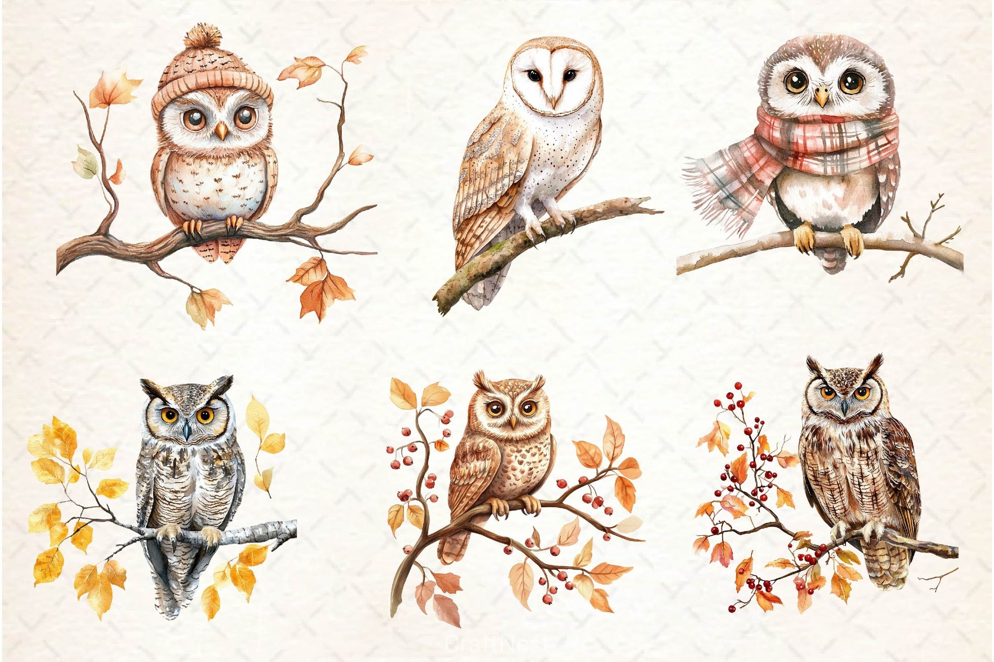 Autumn Owl Clipart Bundle 3 - CraftNest - Digital Crafting and Art