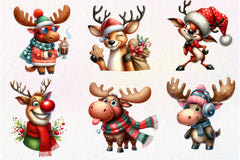 Quirky Reindeer Funny Moose Clipart Bundle - CraftNest - Digital Crafting and Art