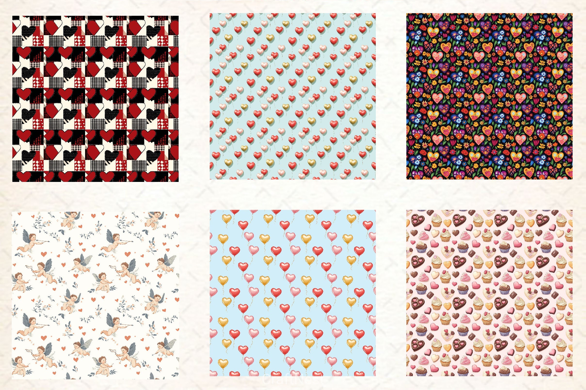 Valentine Digital Paper - CraftNest - Digital Crafting and Art