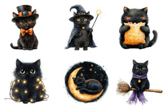 Cute Halloween Black Cats Clipart Bundle 3 - CraftNest - Digital Crafting and Art
