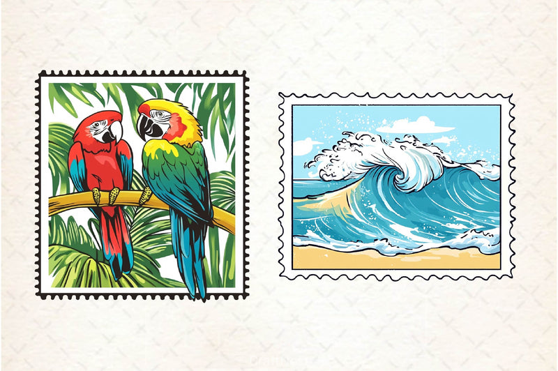 Summer Postage Stamp Clipart Bundle 2 - CraftNest - Digital Crafting and Art