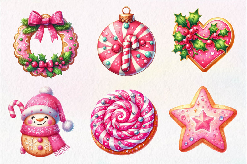 Pink Christmas Cookie Clipart Bundle - CraftNest - Digital Crafting and Art