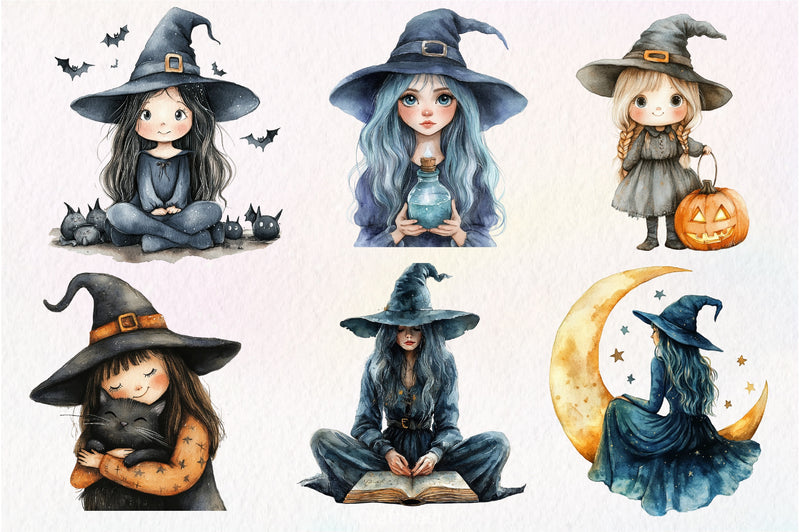 Halloween Cute Witch Clipart Bundle 3 - CraftNest - Digital Crafting and Art
