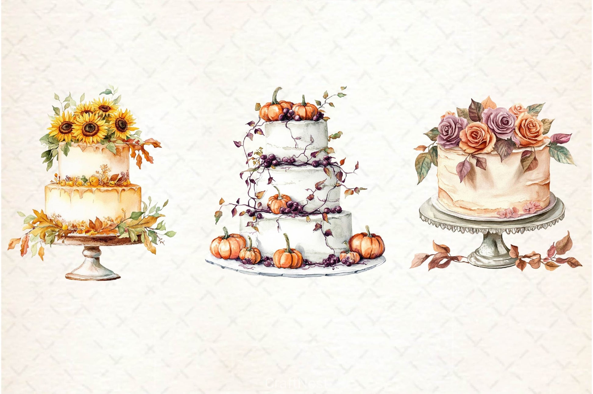 Autumn Wedding Cake Clipart Bundle - CraftNest - Digital Crafting and Art
