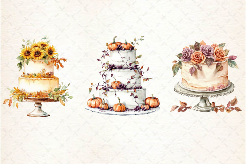Autumn Wedding Cake Clipart Bundle - CraftNest - Digital Crafting and Art