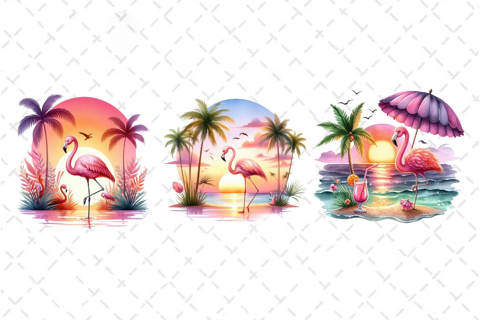 Tropical Sunset Flamingo Clipart Bundle 2 - CraftNest - Digital Crafting and Art