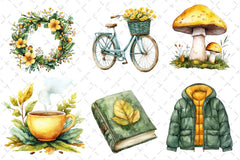 Yellow & Green Autumn Clipart Bundle - CraftNest - Digital Crafting and Art