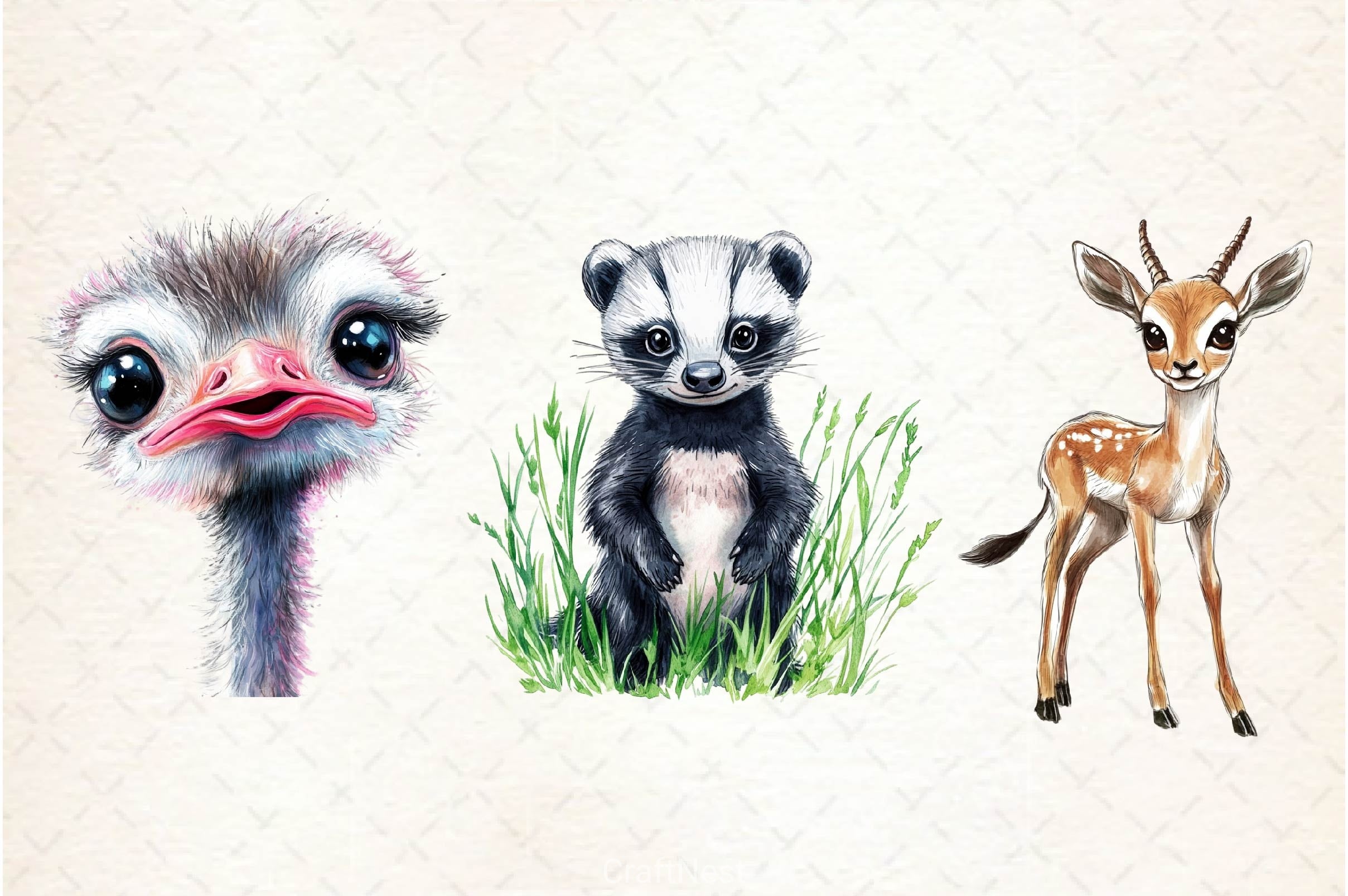 Cute Summer Safari Animals Clipart Bundle 2 - CraftNest - Digital Crafting and Art