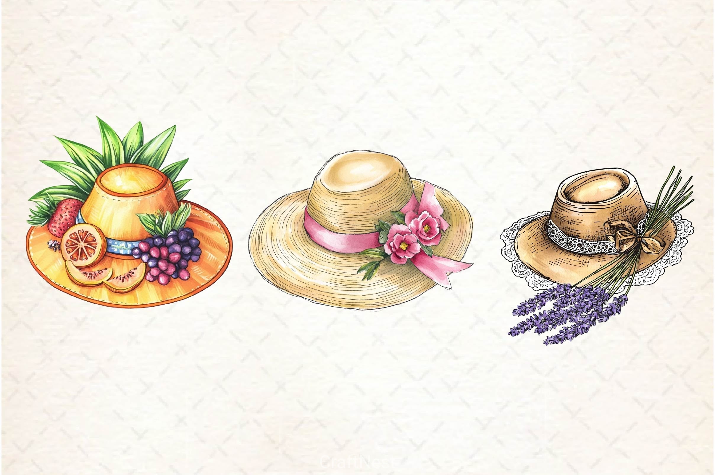 Summer Hat Clipart Bundle 2 - CraftNest - Digital Crafting and Art