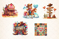 Retro Howdy Western Valentines Day Clipart Bundle 4 - CraftNest - Digital Crafting and Art