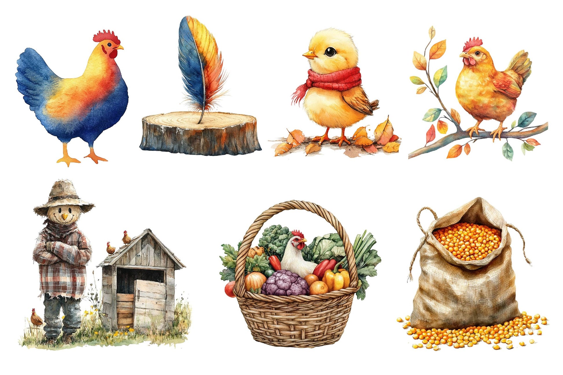 Autumn Chicken Coop Clipart Bundle 2 - CraftNest - Digital Crafting and Art