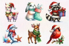 Christmas Cute Animals Clipart Bundle 1 - CraftNest - Digital Crafting and Art