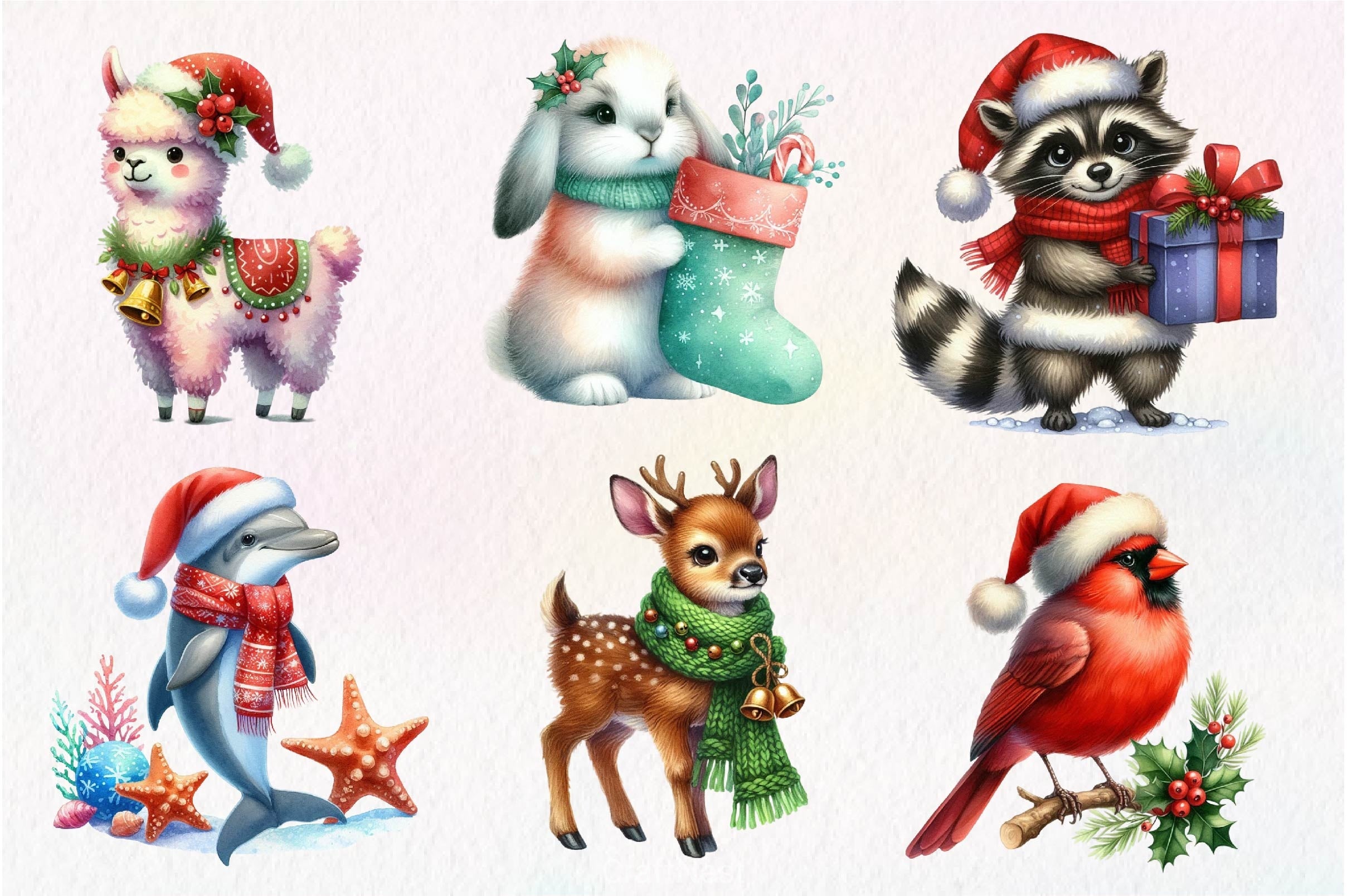 Christmas Cute Animals Clipart Bundle 1 - CraftNest - Digital Crafting and Art