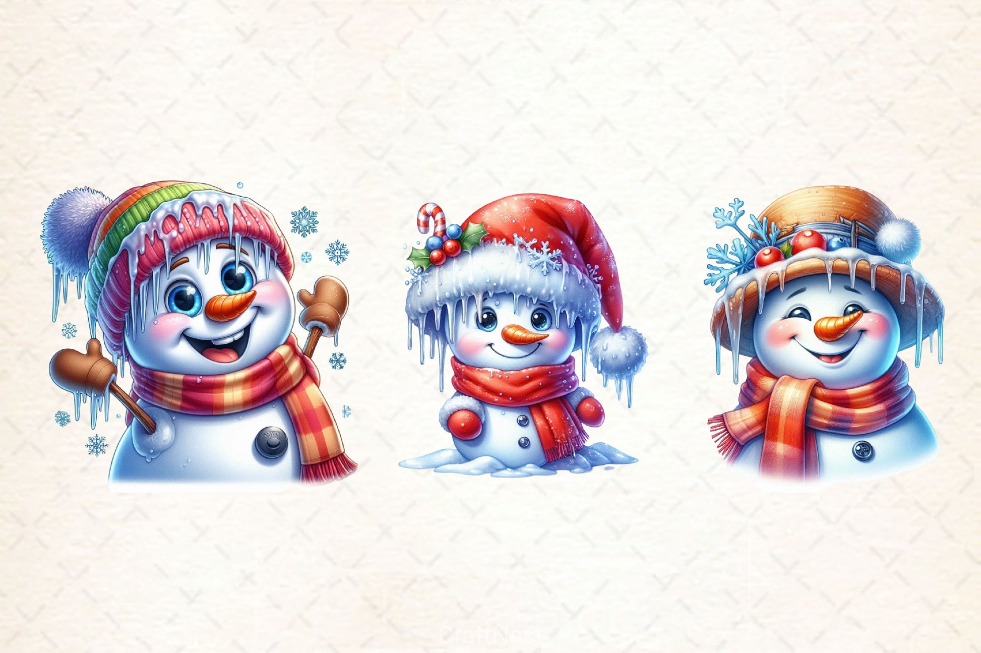 Christmas Icing Snowman Clipart Bundle - CraftNest - Digital Crafting and Art
