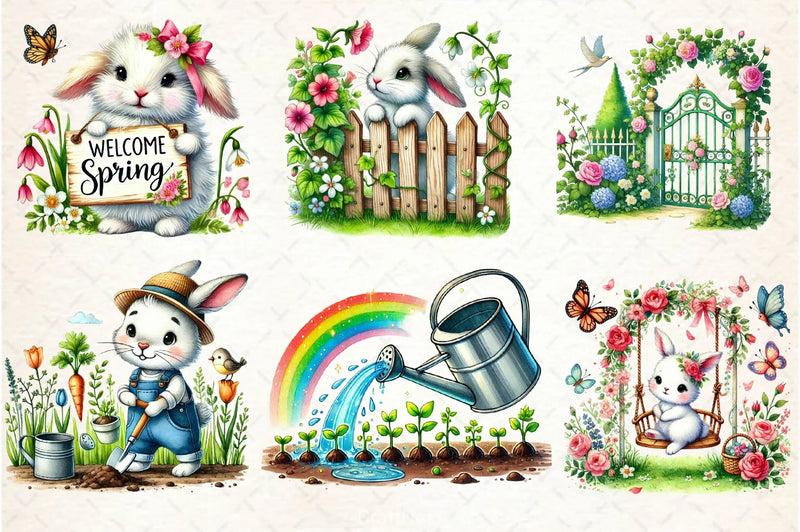 Spring Bunny Garden Clipart Bundle - CraftNest - Digital Crafting and Art