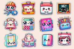 Kawaii School Stickers Clipart Bundle - CraftNest - Digital Crafting and Art