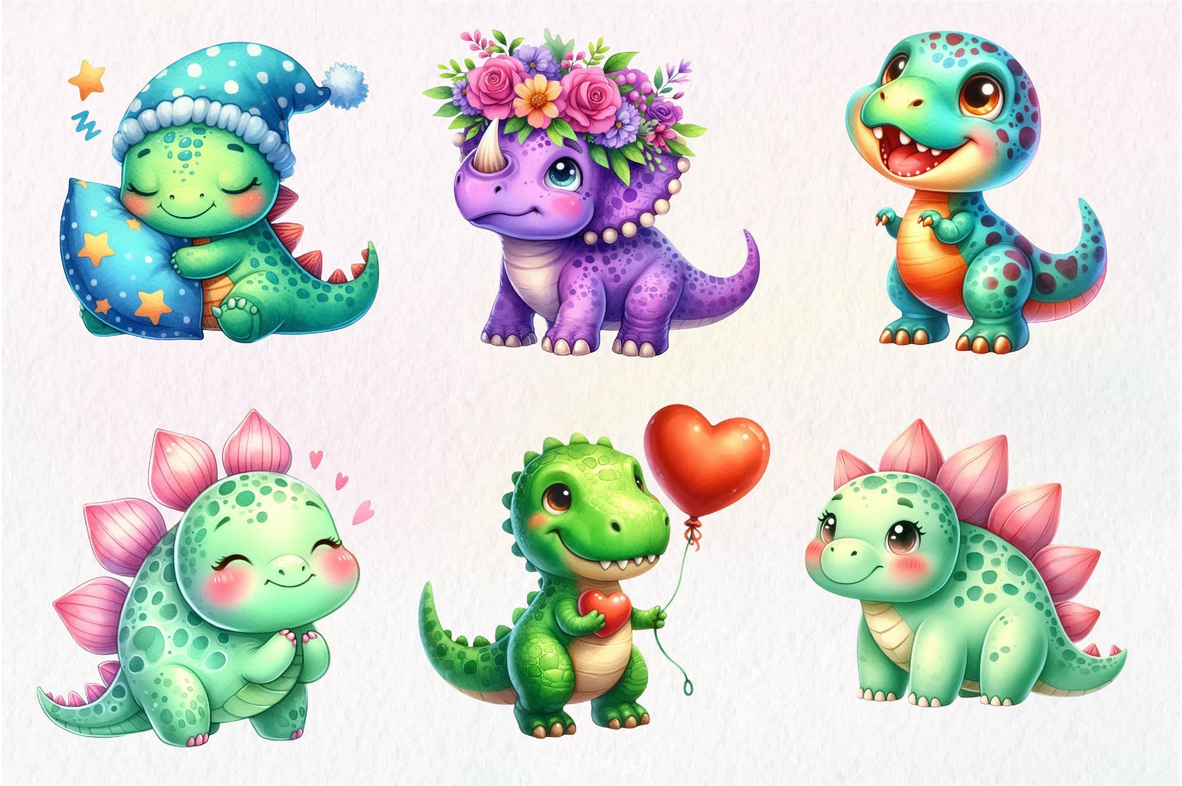 Cute Dinosaurs Clipart Bundle 3 - CraftNest - Digital Crafting and Art