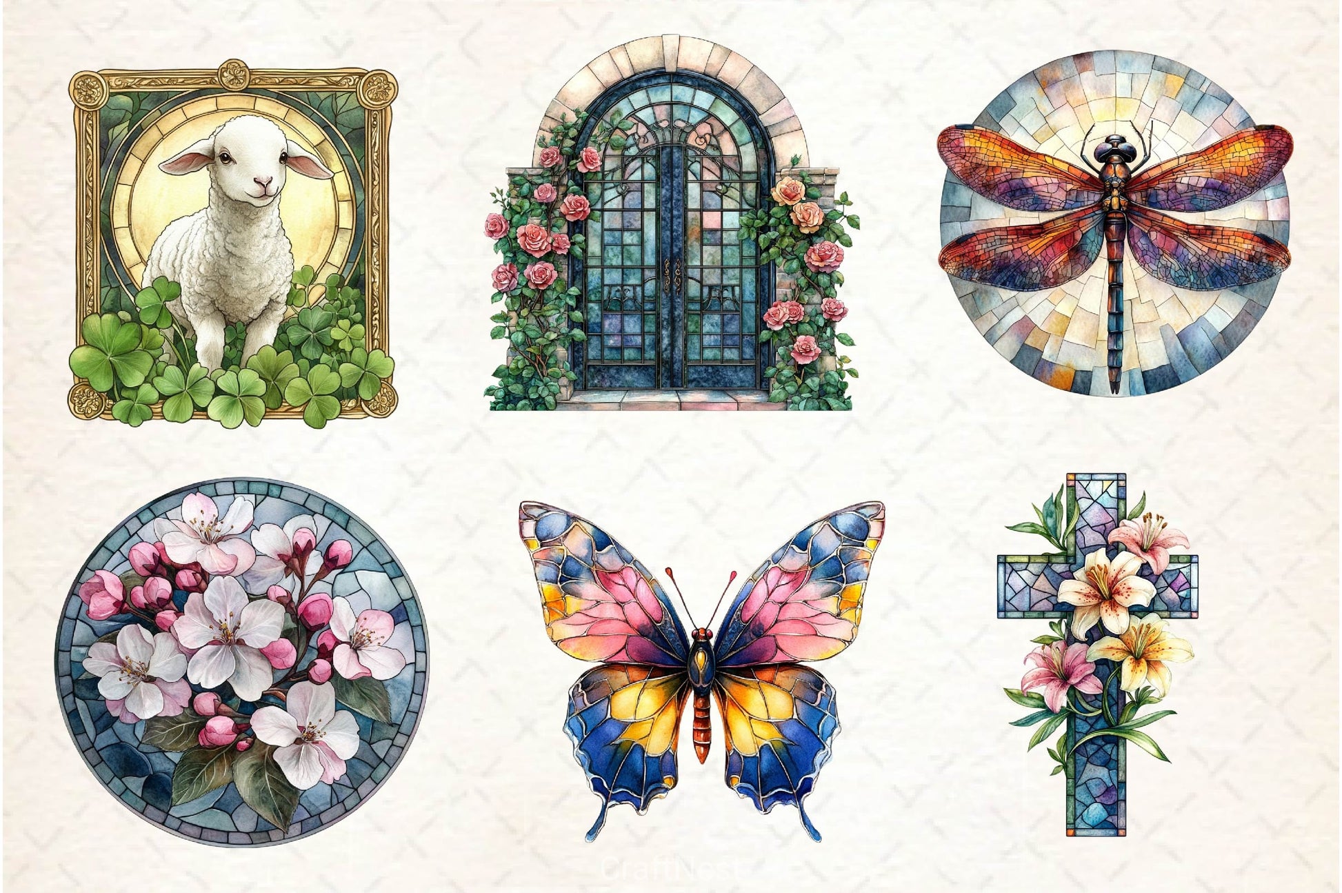 Stained Glass Spring Clipart Bundle 2 - CraftNest - Digital Crafting and Art