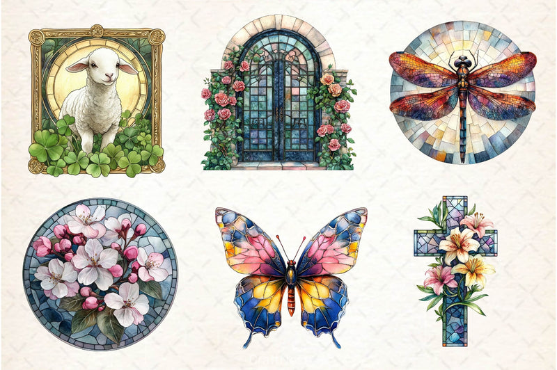 Stained Glass Spring Clipart Bundle 2 - CraftNest - Digital Crafting and Art