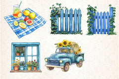 Blue Rustic Summer Clipart Bundle - CraftNest - Digital Crafting and Art