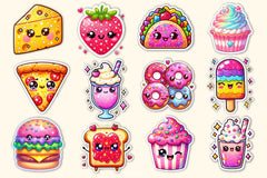Kawaii Glitter Food Clipart Bundle - CraftNest - Digital Crafting and Art