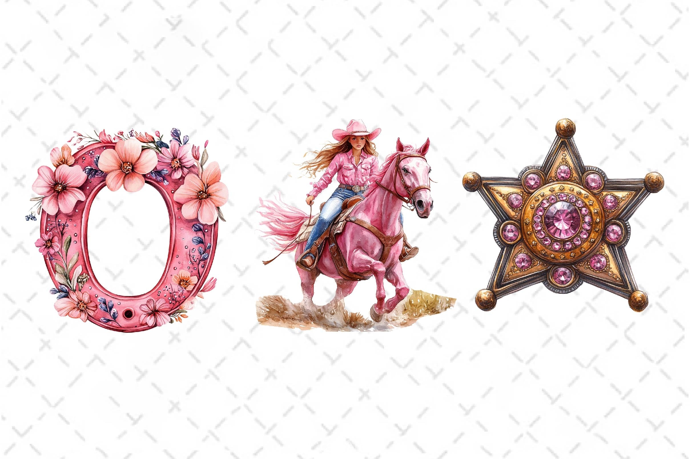 Pink Vintage Western Clipart Bundle - CraftNest - Digital Crafting and Art