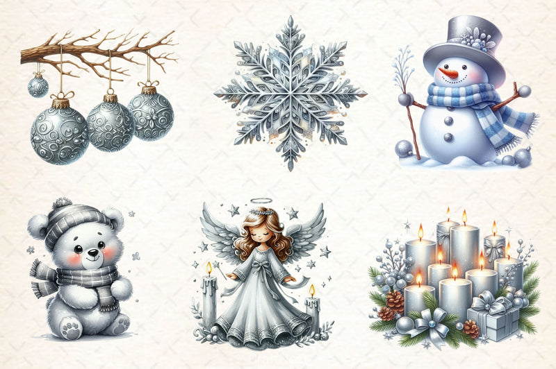 Silver Christmas Clipart Bundle 2 - CraftNest - Digital Crafting and Art